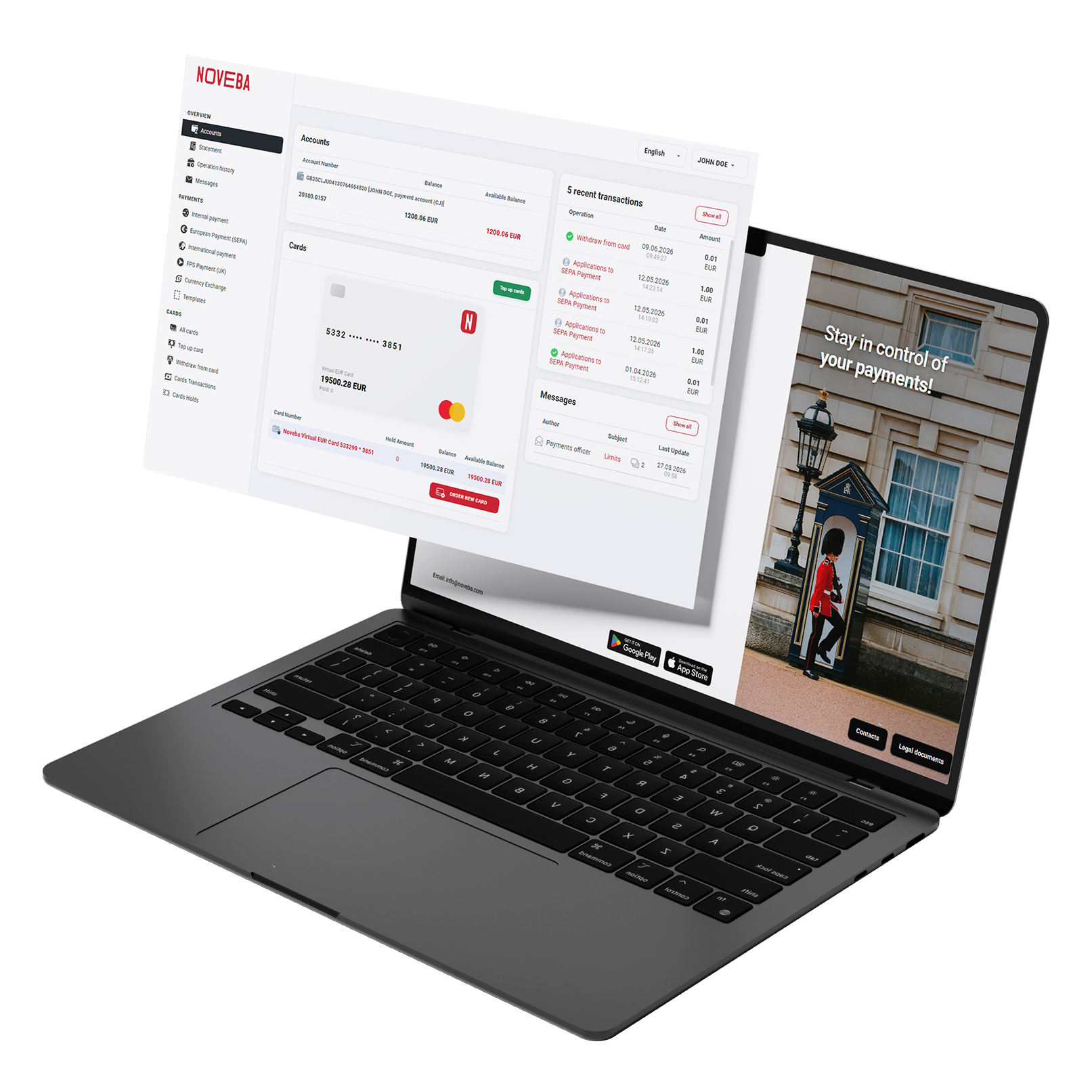 Noveba on desktop and mobile