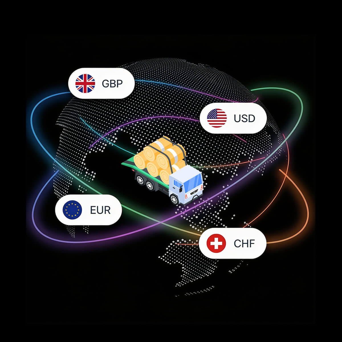 Noveba Global Currency Exchange and Agriculture Coverage Globe Map